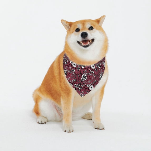 Daiia Daisies Flowers Print Pet Scarf, Adjustable Pet Bandana, Reflective Dog Bandana with Buckle, Durable Pet Accessory Fashionable Pet Neckwear-X-Large