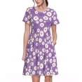 thumbnail image 1 of Daiia Daisies Flowers Print Women's Dresses 2025 Trendy Short sleeve Dresses Casual Baggy Flowy Maxi Sun Dresses, 1 of 6