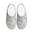 thumbnail image 1 of Daiia Daisies Flowers Print Women’s Fuzzy Slippers Memory Foam Lightweight House Shoes Cozy Loafer Flannel House Shoes-46/47, 1 of 7