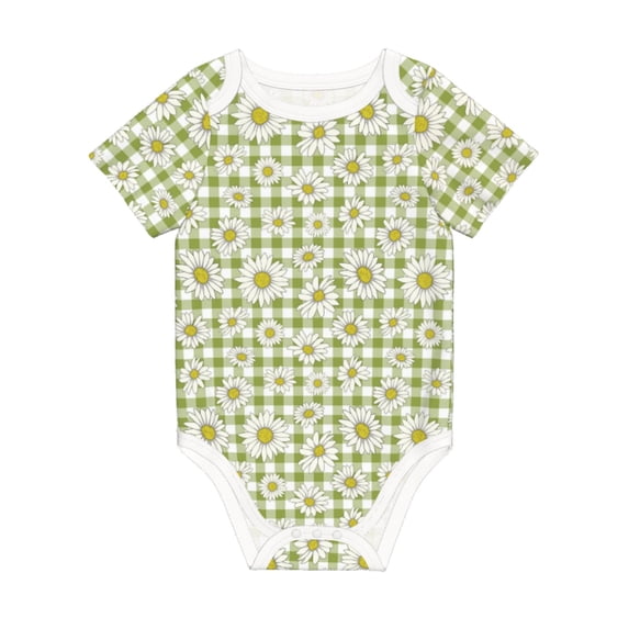 Daiia Daisies Flowers Printed Unisex-Baby Short Sleeve Onesies Bodysuits Baby Climbing Clothes Soft and Comfortable Romper with Expandable Shoulder Design-18 Months