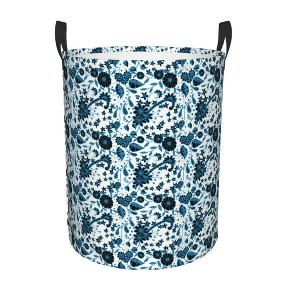 Daiia Daisies Flowers Round Laundry Basket with Handles Thickened Waterproof Circular hamper,Dirty Clothes Storage Basket for Bedroom,Bathroom,College Dorm-Medium
