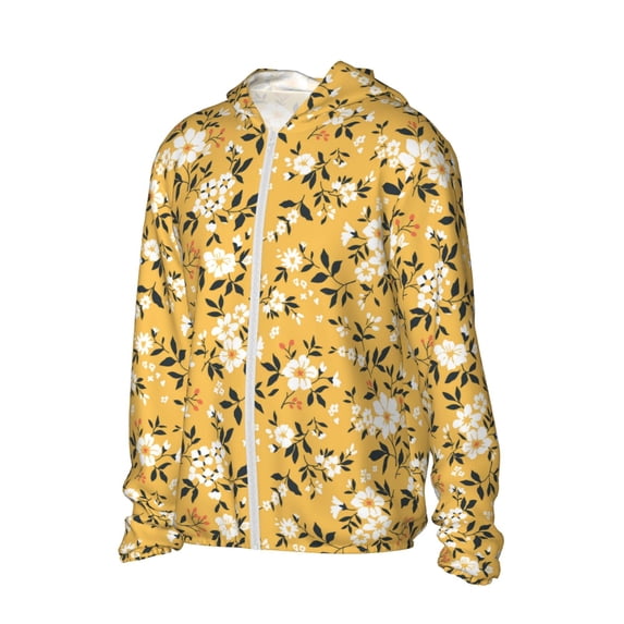 Daiia Daisies Flowers UPF 50+ Sun Protection Hoodie Jacket Lightweight Long Sleeve Sun Shirt for Women Men with Pocket Hiking Outdoor-3X-Large