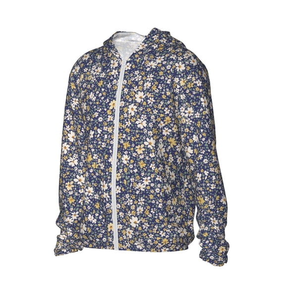 Daiia Daisies Flowers UPF 50+ Sun Protection Hoodie Jacket Lightweight Long Sleeve Sun Shirt for Women Men with Pocket Hiking Outdoor-Medium