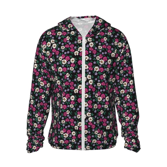 Daiia Daisies Flowers UPF 50+ Sun Protection Hoodie Jacket Lightweight Long Sleeve Sun Shirt for Women Men with Pocket Hiking Outdoor-Medium