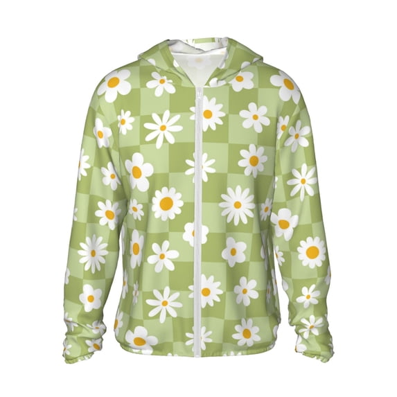 Daiia Daisies Flowers UPF 50+ Sun Protection Hoodie Jacket Lightweight Long Sleeve Sun Shirt for Women Men with Pocket Hiking Outdoor-XX-Large
