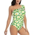 thumbnail image 1 of Daiia Daisies Flowers Women's One Piece Swimsuits Personalized One Shoulder Swimwear Asymmetric Ruffle Bathing Suits-XX-Large, 1 of 8