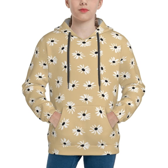 Daiia Daisies Flowers for Boys Fashion Hoodies & Sweatshirts with Kangaroo Pocket,Hooded Sweatshirt for Kid, Breathable& Moisture Wicking-Medium