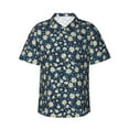 thumbnail image 1 of Daiia Daisy Floral B Hawaiian Shirt for Men Gentle Cotton Regular Short Sleeve Casual-Large, 1 of 9
