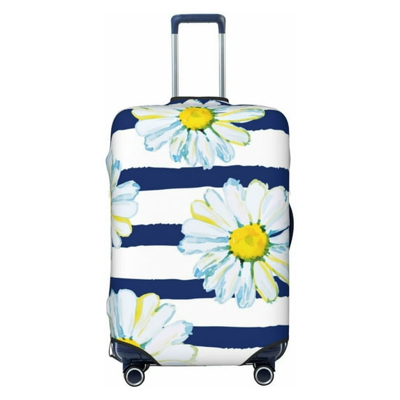 Daiia Daisy Striped Nautical Luggage Cover, Thickened Washable Travel Luggage Covers, Elastic Unique Baggage Covers for 18-20 inch Luggage-Small