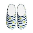 thumbnail image 1 of Daiia Daisy Striped Nautical Print Women’s Fuzzy Slippers Memory Foam Lightweight House Shoes Cozy Loafer Flannel House Shoes-37/38, 1 of 7
