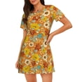 thumbnail image 1 of Daiia Daisy maple fall Print Women's Nightshirt Soft Nightgowns for Women Short Sleeve dress Short-sleeved Sleepwear, 1 of 6