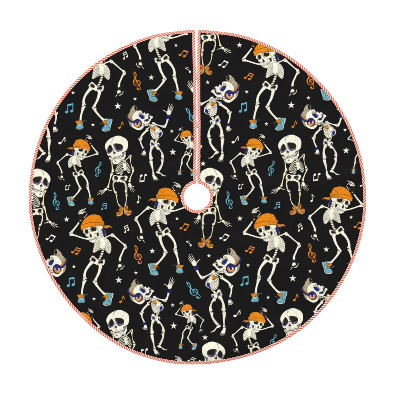 Daiia Dancing Skeleton Party Drawing Merry Christmas Tree Skirt , Xmas