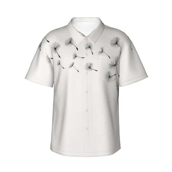 Daiia Dandelion Blowing In The Wind Hawaiian Shirt for Men Gentle Cotton Regular Short Sleeve Casual-Small