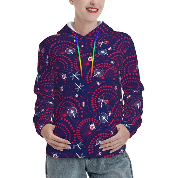 Daiia Dandelions Flowers With Dragonflies Pattern Women's Fashion Hoodies & Sweatshirts with Kangaroo Pocket Hooded Sweatshirt with Eye-catching Drawstrings-XX-Large