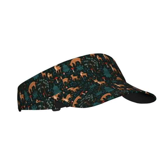 Daiia Deers In The Forest Pattern Sport Sun Visor Hats Visor Cap Adjustable Empty Top Baseball Cap Cotton Ball Caps for Women and Men