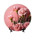 thumbnail image 1 of Daiia Delicate Pink Carnations A Printed Pattern Ceramic Plate Dinner Plates Bone China Decorative Plates with Display Stand Art Ceramic Ornaments for Wall Hanging Decoration-7in, 1 of 6