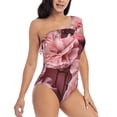 thumbnail image 1 of Daiia Delicate Pink Carnations Women's One Piece Swimsuits Personalized One Shoulder Swimwear Asymmetric Ruffle Bathing Suits-Small, 1 of 8
