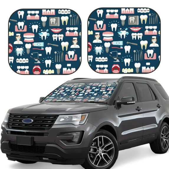 Daiia Dental 2PCS Car Windshield Sun Shade, Foldable Sun Shield for Car Front Window, Auto Sun Blocker Visor Protector Universal for Truck SUV Pickup-Small