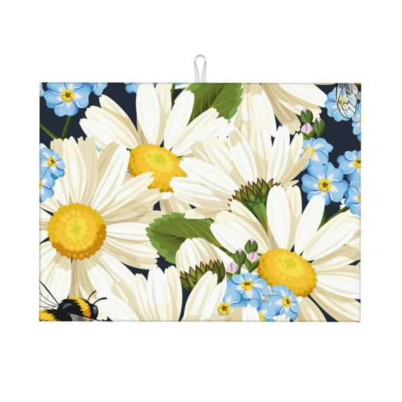 Daiia Design Name Dish Drying Mat For Kitchen Counter Microfiber Absorbent Leaves Dish Draining Mat Reusable Washable Large 18"X24"