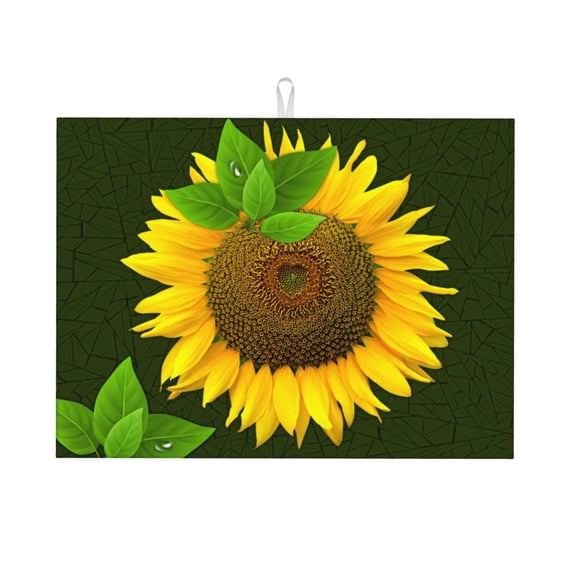 Daiia Design Name Dish Drying Mat For Kitchen Counter Microfiber Absorbent Leaves Dish Draining Mat Reusable Washable Large 18"X24"