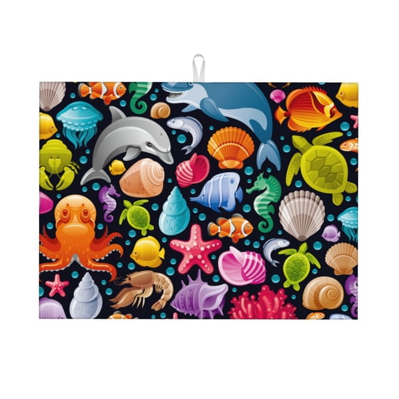 Daiia Design Name Dish Drying Mat For Kitchen Counter Microfiber Absorbent Leaves Dish Draining Mat Reusable Washable Large 18"X24"