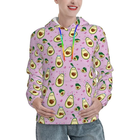 Daiia Different Avocados Pattern Women's Fashion Hoodies & Sweatshirts with Kangaroo Pocket Hooded Sweatshirt with Eye-catching Drawstrings-Medium