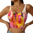 thumbnail image 1 of Daiia Digital Nomad Pink Landscape Printed Women's Sports Bra, Breathable Activewear Bra with U-Back Design and Removable Pads, Comfortable and Supportive for Yoga, Workout-XX-Large, 1 of 8