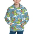 thumbnail image 1 of Daiia Dino Christmas Adventure Snowy Blue for Boys Fashion Hoodies & Sweatshirts with Kangaroo Pocket,Hooded Sweatshirt for Kid, Breathable& Moisture Wicking-Large, 1 of 6
