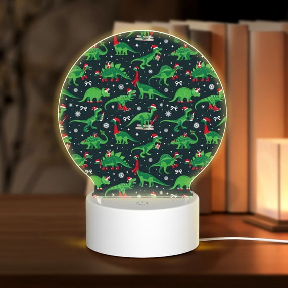 Daiia Dino Christmas Party Pattern Acrylic Night Light, LED Touch Light, Bedroom Night Light, Soft Glowing Lamp Perfect Gift for Mother's Day, Birthday, or Christmas