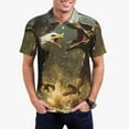 thumbnail image 1 of Daiia Dinosaur Bald Eagle Pattern Men’s Polo Shirts,Solid Deck Shirt,Classic Fit, Breathable Cotton Polo for Casual and Sport Wear-Large, 1 of 7