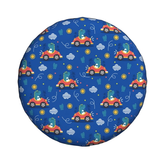 Daiia Dinosaur Driving Tire Covers , Travel Trailer Camper Truck SUV Motorhome Waterproof Wheel Cover, Sun Rain Snow Protector-14 inch