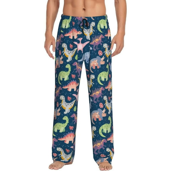 Daiia Dinosaur Men's Sleep Pant with Pockets and Drawstring,Pajama Pants-Large