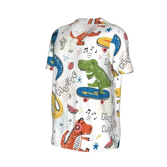 Daiia Dinosaur Mens Baseball Jersey Button Down Shirts Short Sleeve Sports Uniforms-XX-Large
