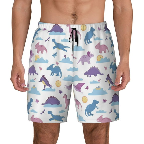 Daiia Dinosaur Mens Swim Trunks Swim Shorts Quick Dry Swim Shorts with Mesh Lining Pockets-X-Large