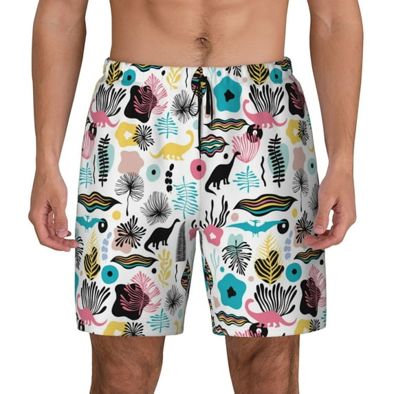 Daiia Dinosaur Mens Swim Trunks Swim Shorts Quick Dry Swim Shorts with Mesh Lining Pockets-X-Large