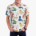 thumbnail image 1 of Daiia Dinosaur Pattern Men’s Polo Shirts,Solid Deck Shirt,Classic Fit, Breathable Cotton Polo for Casual and Sport Wear-Medium, 1 of 7