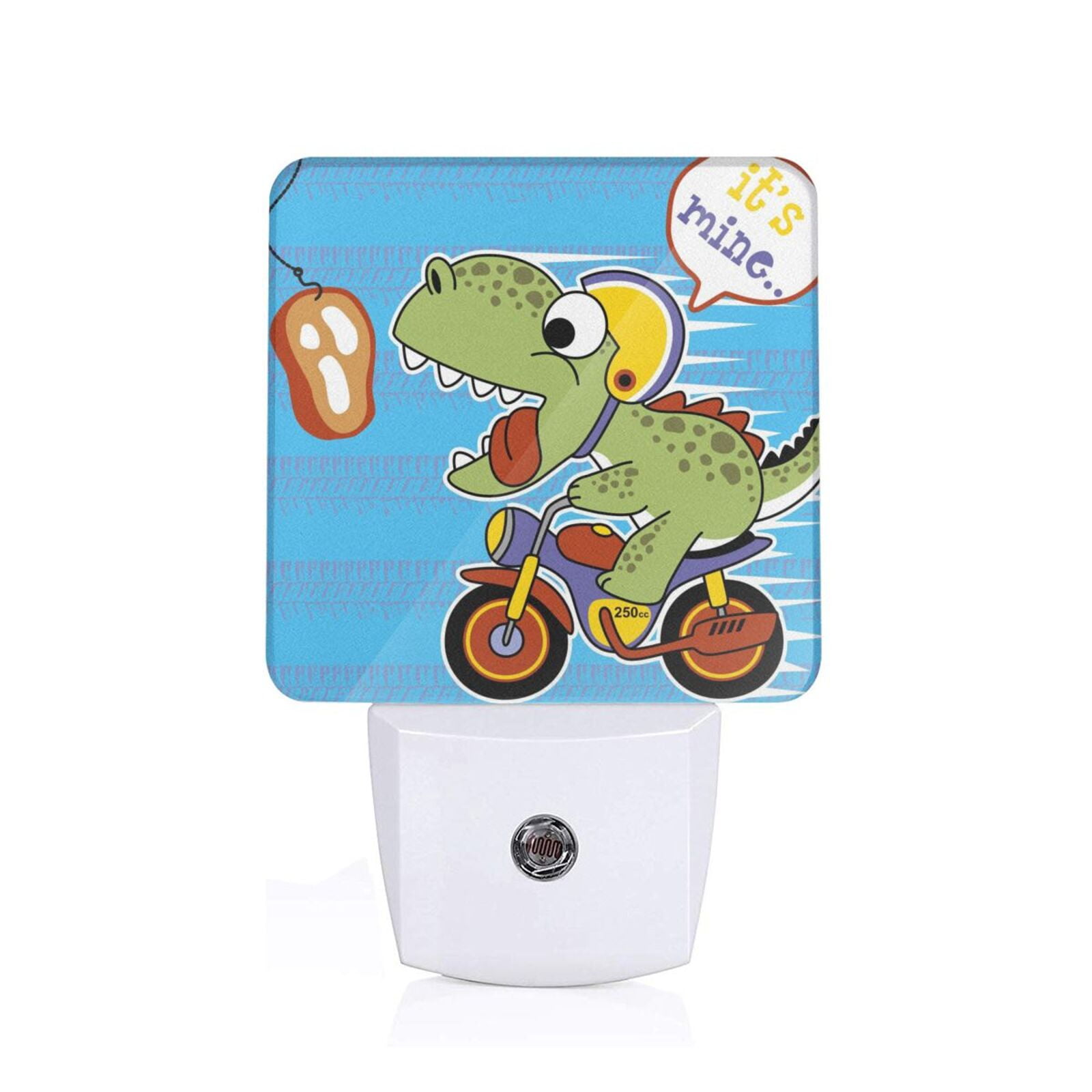 Daiia Dinosaur Riding a Motorcycle Pattern Plugin LED Backlit Night