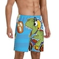 thumbnail image 1 of Daiia Dinosaur Riding a Motorcycle Mens Woven Stretch Pajama Short,Short Pajama Pants-Medium, 1 of 9