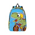 thumbnail image 1 of Daiia Dinosaur Riding a Motorcycle Vintage Canvas Backpack for Men and Women ,Hiking Backpack,Travel Laptop Bag for School,Large Capacity Backpack, 1 of 8