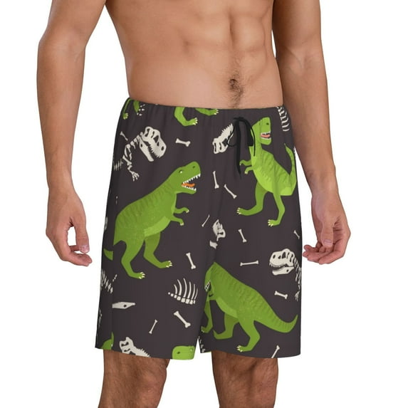 Daiia Dinosaur Skeleton Mens Woven Stretch Pajama Short,Short Pajama Pants-4X-Large