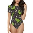thumbnail image 1 of Daiia Dinosaur Skeleton Women'S Crew Neck Short Sleeve Slim Fit T Shirts Tops Basic Bodysuit Leotard Clothing-Large, 1 of 9