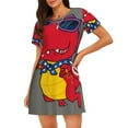 thumbnail image 1 of Daiia Dinosaur Super Hero Cartoon Print Women's Nightshirt Soft Nightgowns for Women Short Sleeve dress Short-sleeved Sleepwear, 1 of 6