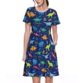 thumbnail image 1 of Daiia Dinosaurs Adventure Print Women's Dresses 2025 Trendy Short sleeve Dresses Casual Baggy Flowy Maxi Sun Dresses, 1 of 6