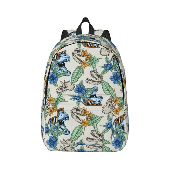 Daiia Dinosaurs And Leaves Vintage Canvas Backpack for Men and Women ,Hiking Backpack,Travel Laptop Bag for School,Large Capacity Backpack