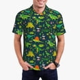 thumbnail image 1 of Daiia Dinosaurs and Tropical Leaves and Flowers Pattern Men’s Polo Shirts,Solid Deck Shirt,Classic Fit, Breathable Cotton Polo for Casual and Sport Wear-3X-Large, 1 of 9