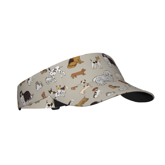 Daiia Dog Animal Pattern Sport Sun Visor Hats Visor Cap Adjustable Empty Top Baseball Cap Cotton Ball Caps for Women and Men
