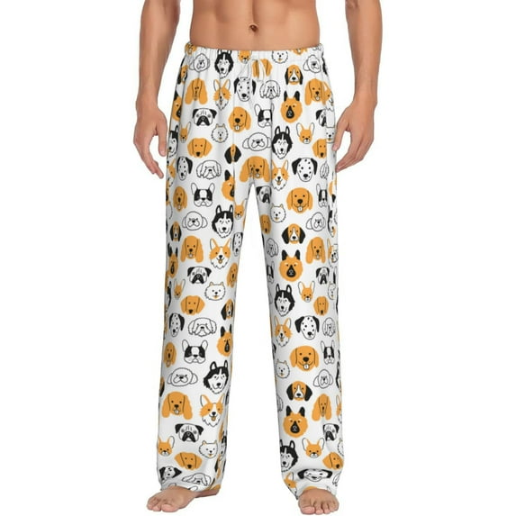 Daiia Dog Faces Men's Sleep Pant with Pockets and Drawstring,Pajama Pants-Large