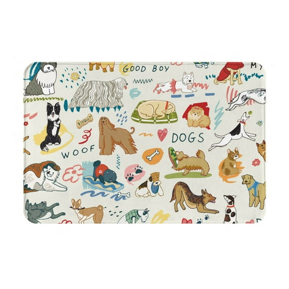 Daiia Dogs Funny Pets Front Door Mat, Heavy Duty Durable Welcome Mat for Outdoor Indoor, Dirt Trapper Waterproof Super Absorbent Door Mat, 16" x 24"