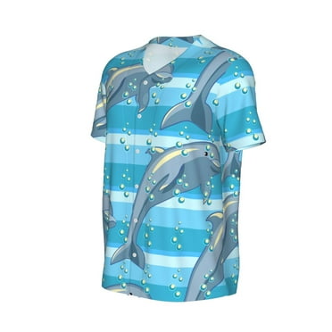 Daiia Dolphin Mens Baseball Jersey Button Down Shirts Short Sleeve Sports Uniforms-Small