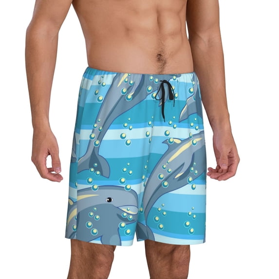 Daiia Dolphin Mens Woven Stretch Pajama Short,Short Pajama Pants-Large